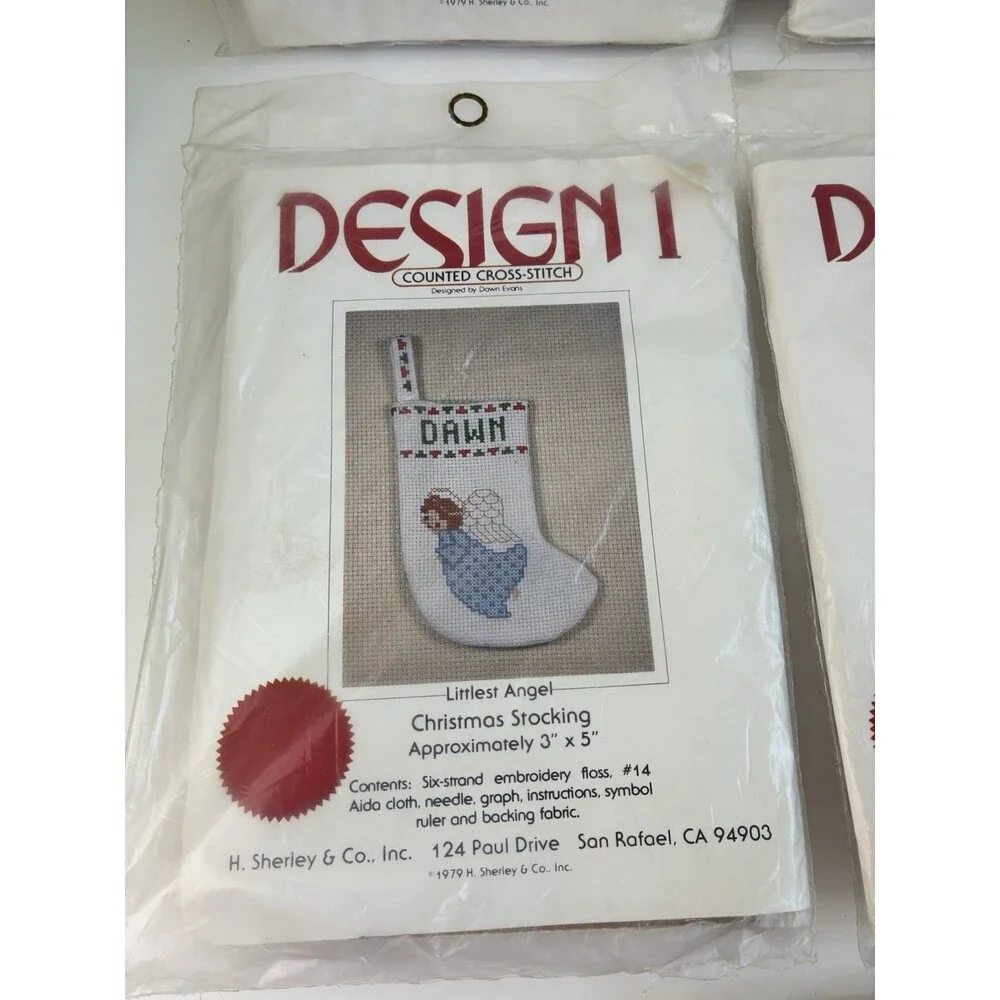 Mini 5” Stocking Set Counted Cross Stitch Kit NEW Ornament Kit Xmas Tree Angel